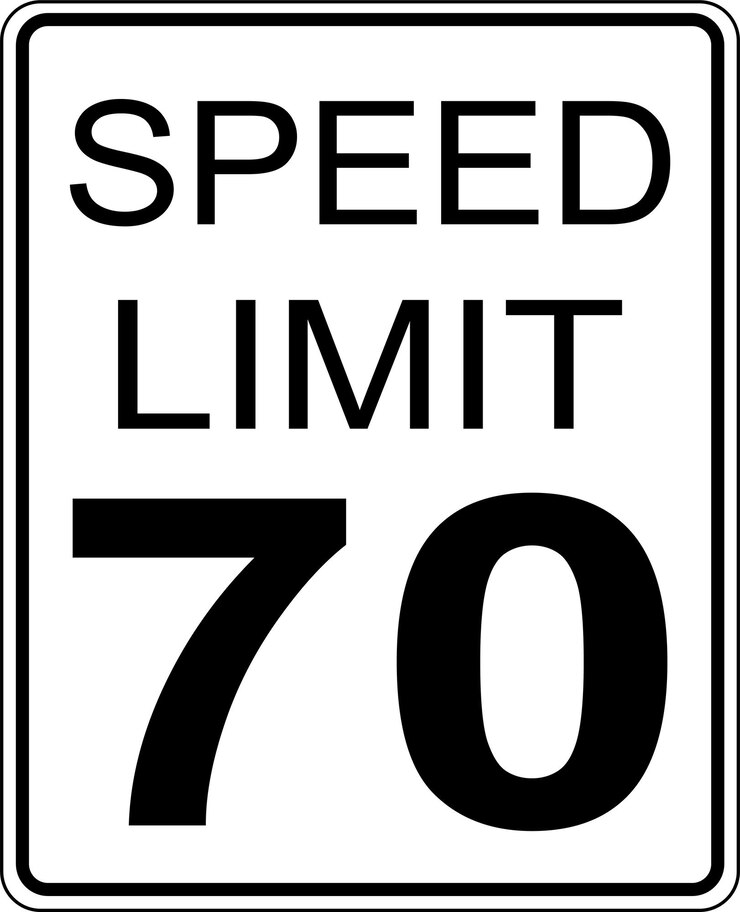Vetor ilustração em vetor de um limite de velocidade 70 mph roadsign sinal de trânsito preto e branco
