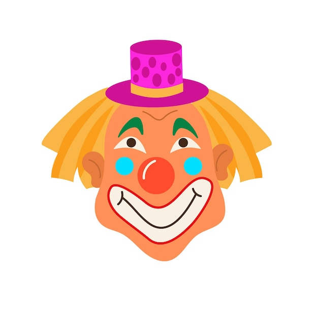 Ilustração em vetor de um palhaço sorridente em um fundo branco arte dos desenhos animados do carnaval de circo