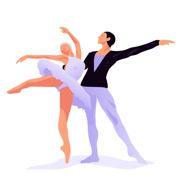Ilustração em vetor de um par de bailarinos em estilo simples Par lindo e gracioso dançando