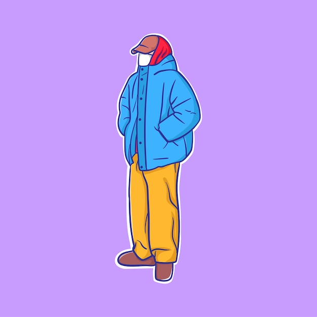 Ilustração em vetor de um personagem de pessoa vestindo uma roupa de verão