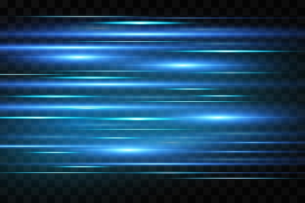 Vetor ilustração em vetor de uma cor azul efeito de luz feixes de laser abstratos de luz raios de néon caóticos