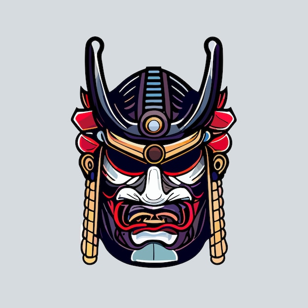 Ilustração em vetor de uma máscara de samurai tradicional chinesa