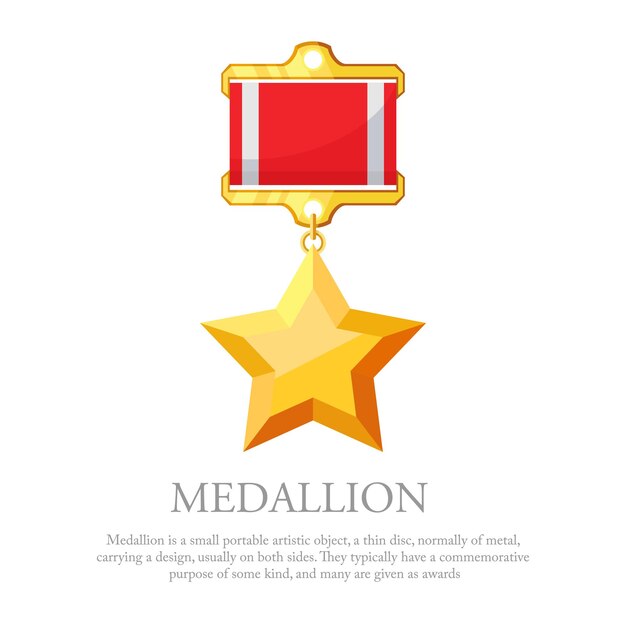 Ilustração em vetor de uma medalha de prêmio de estrela Elemento de prêmio de medalhas de ouro