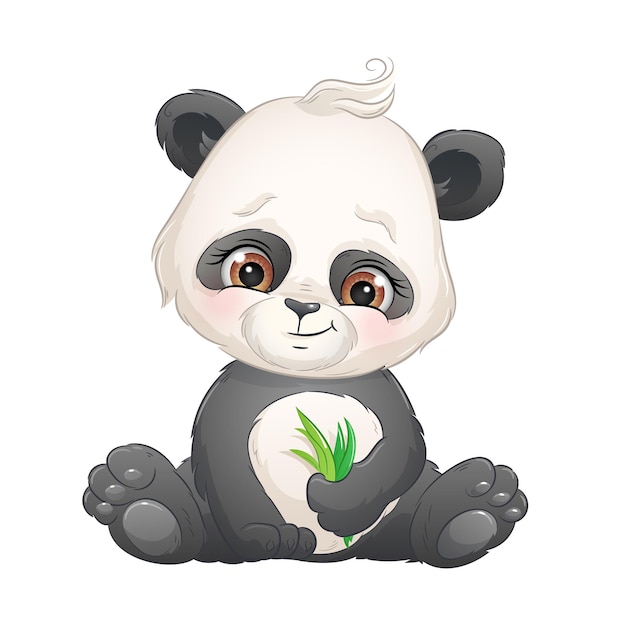 Ilustração em vetor de urso panda dos desenhos animados animal tropical isolado de fundo branco