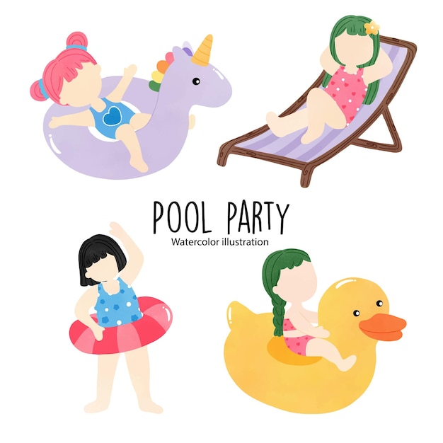 Ilustração em vetor de verão de festa na piscina