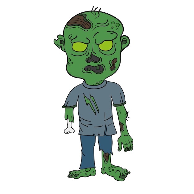 Ilustração em vetor de zangado zumbi verde dos desenhos animados