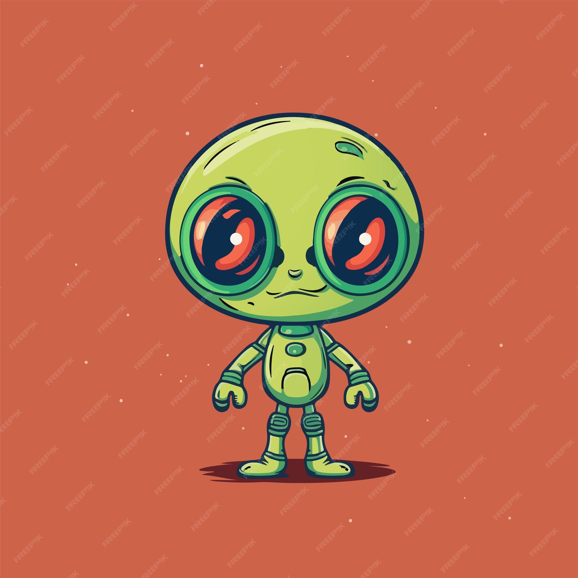 Ilustração de desenho animado alienígena fofo com dois dedos, Vetor  Premium