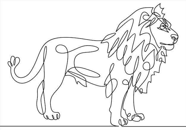 Ilustração em vetor desenho de arte de linha contínua de uma linha de leão