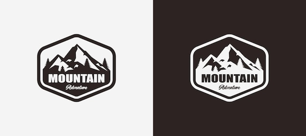 Ilustração em vetor design de logotipo de aventura na montanha