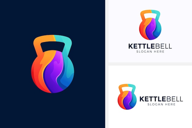 Ilustração em vetor design de logotipo de ícone de kettlebell