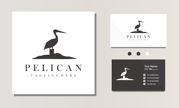 Ilustração em vetor design de logotipo de silhueta de pássaro pelicano