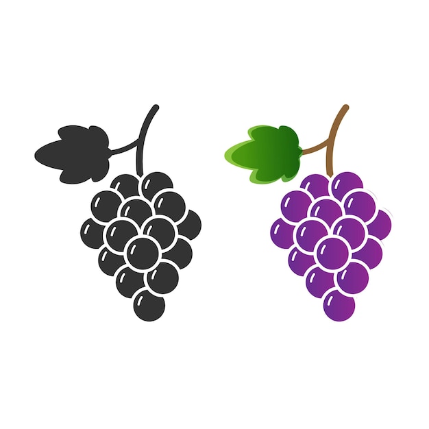 Vetor ilustração em vetor design plano isolado ícone de uvas no fundo branco