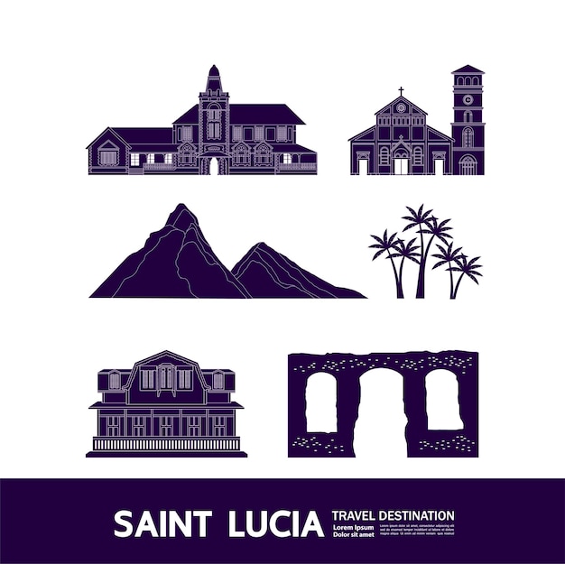 Ilustração em vetor destino de viagem de santa lúcia.