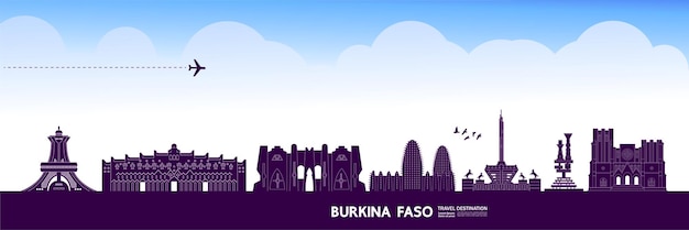 Ilustração em vetor destino viagem Burkina Faso.