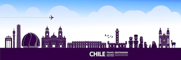 Ilustração em vetor destino viagem Chile.