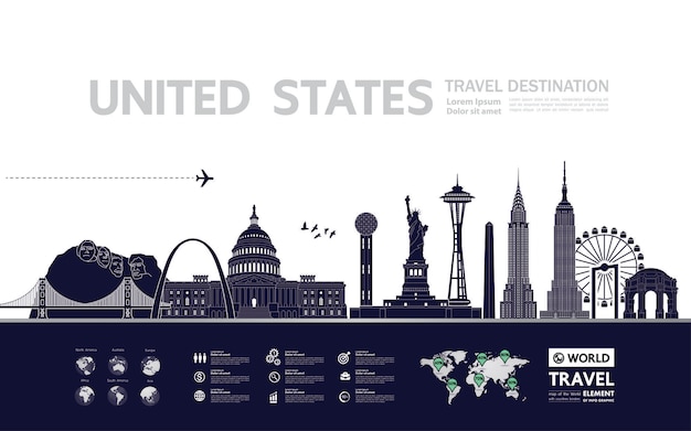 Ilustração em vetor destino viagem estados unidos.