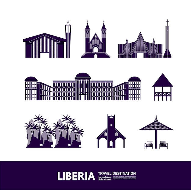 Ilustração em vetor destino viagem Libéria.