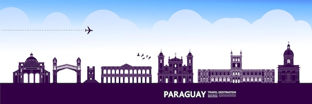 Ilustração em vetor destino viagem Paraguai.