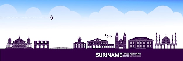 Ilustração em vetor destino viagem Suriname.