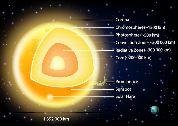 Ilustração em vetor diagrama de estrutura solar