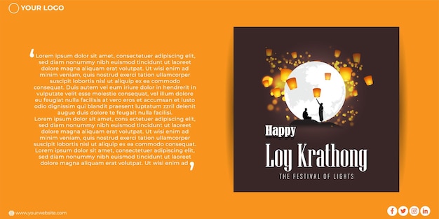 Ilustração em vetor do banner do festival loy krathong