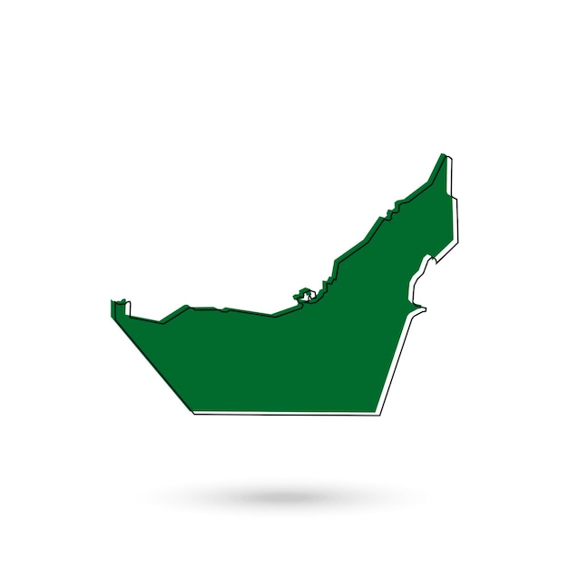 Ilustração em vetor do mapa verde dos emirados árabes unidos em fundo branco