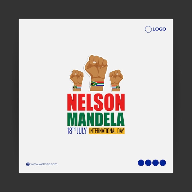 Ilustração em vetor do modelo de maquete de feed de história de mídia social Happy Nelson Mandela Day