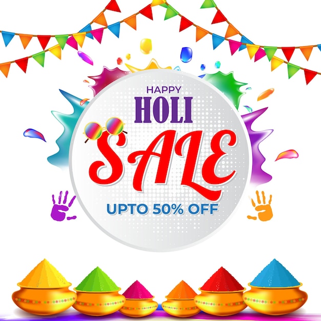 Ilustração em vetor do modelo holi sale banner