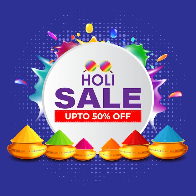 Ilustração em vetor do modelo holi sale banner