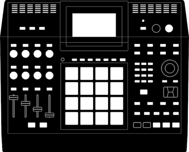 Vetor ilustração em vetor do sampler clássico midi production center akai mpc 5000