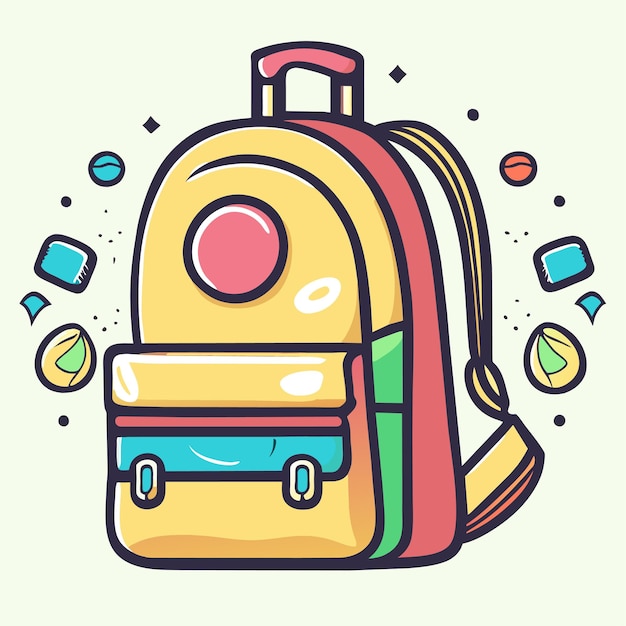 ilustração em vetor doodle bolsa escolar