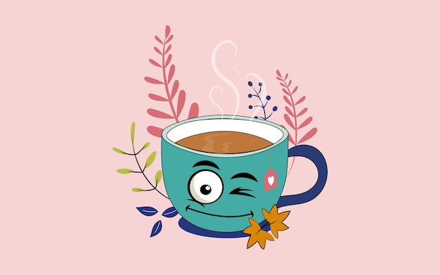 Ilustração em vetor doodle fofa xícara de café