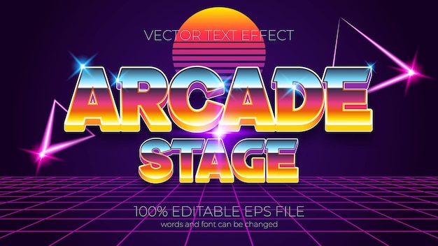 Vetor ilustração em vetor efeito de texto de palco arcade