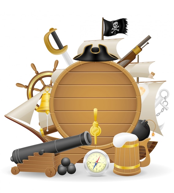 Ilustração em vetor elementos conceito pirata