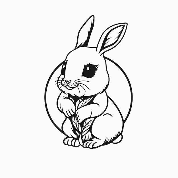 Ilustração em vetor esboço de esboço de coelho coelhinho fofo