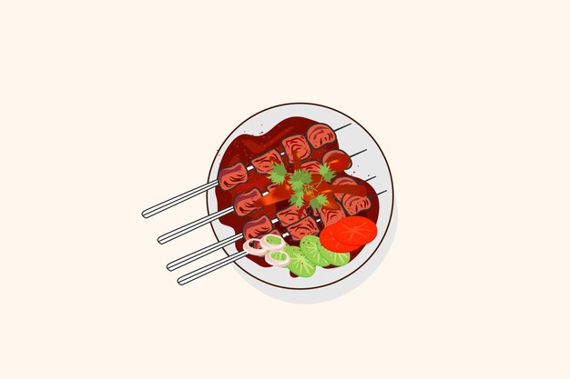 Ilustração em vetor espetadas de comida deliciosa