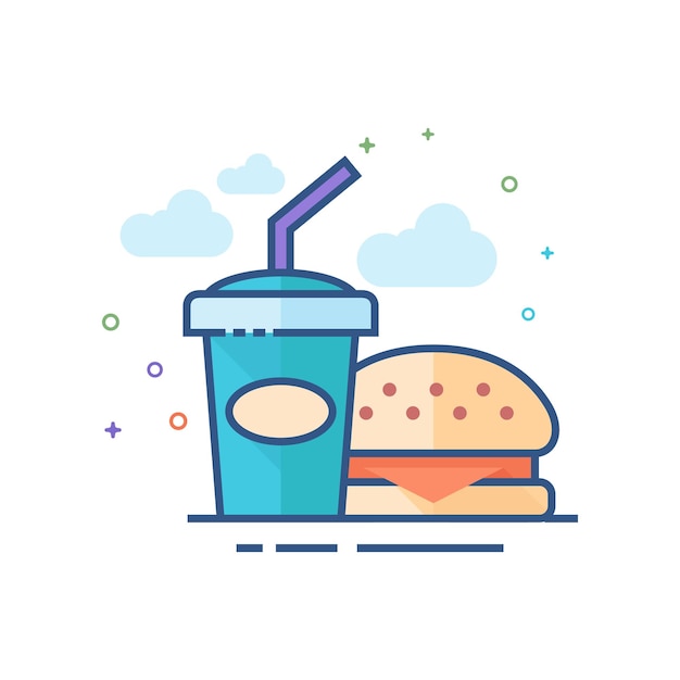 Vetor ilustração em vetor estilo de cor plana de ícone de fast-food