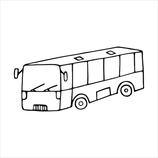 Ilustração em vetor estilo doodle de ônibus isolada no fundo branco