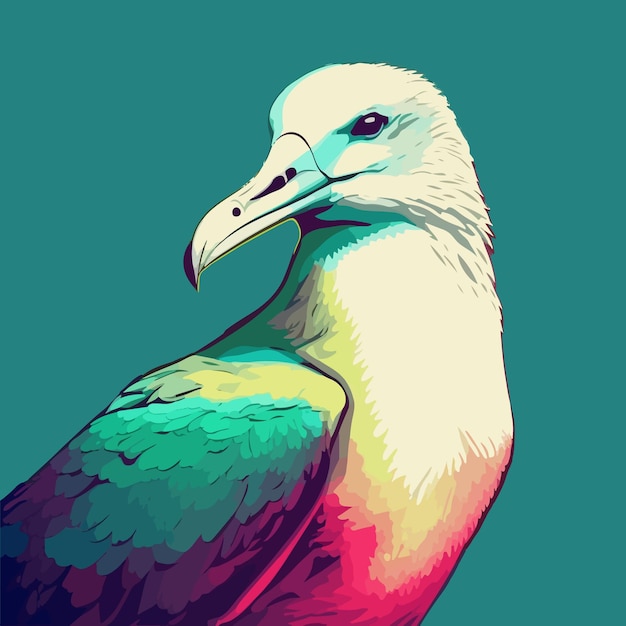 Vetor ilustração em vetor estilo pop art albatroz colorido