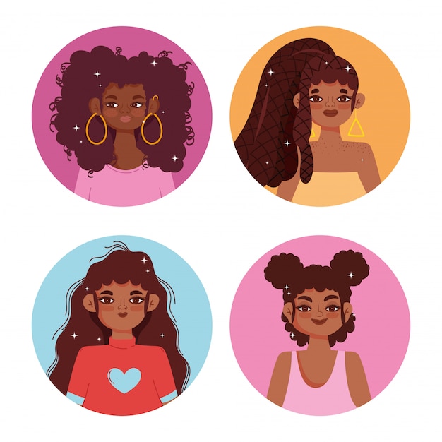 Vetor ilustração em vetor estilo simples moderno de mulheres afro-americanas