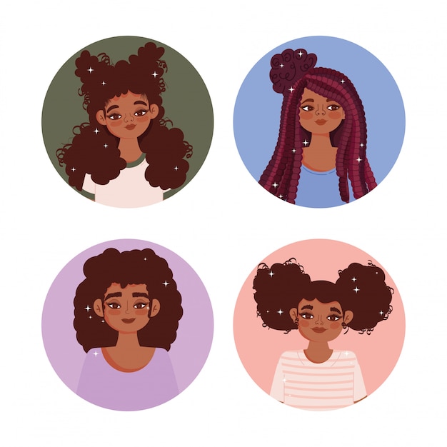 Vetor ilustração em vetor estilo simples moderno de mulheres afro-americanas