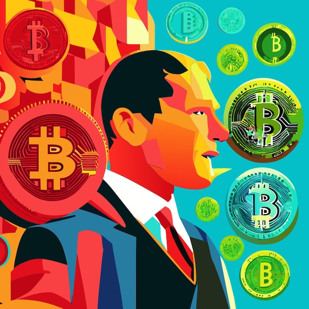 Vetor ilustração em vetor filme bitcoin e matriz