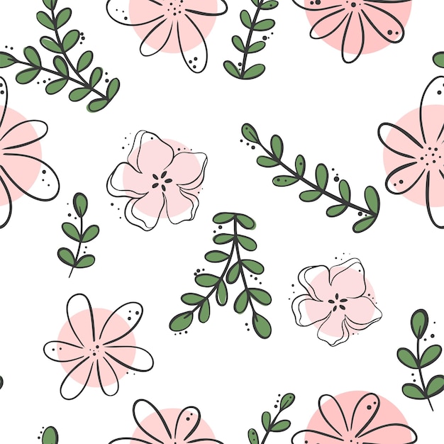 Ilustração em vetor floral padrão sem emenda