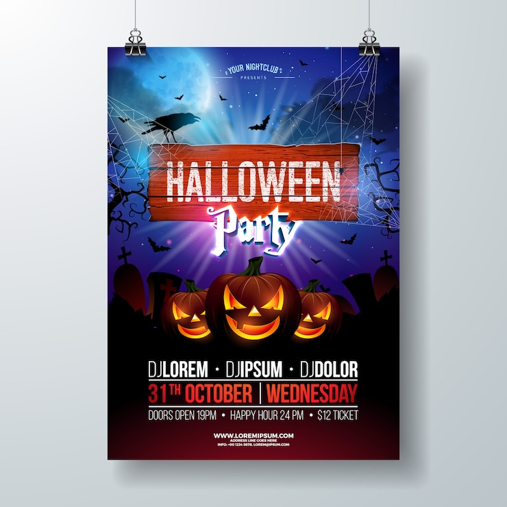 Vetor ilustração em vetor flyer festa halloween