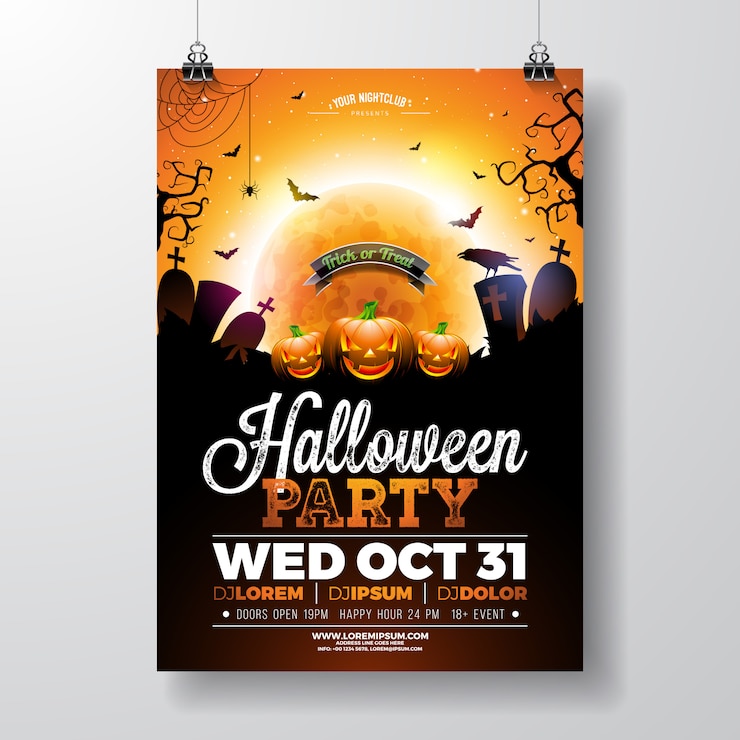 Vetor ilustração em vetor flyer festa halloween