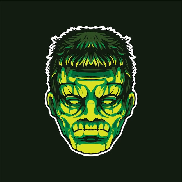 Ilustração em vetor frankenstein head illustration, adequada para t-shirt, impressão e produto mercantil