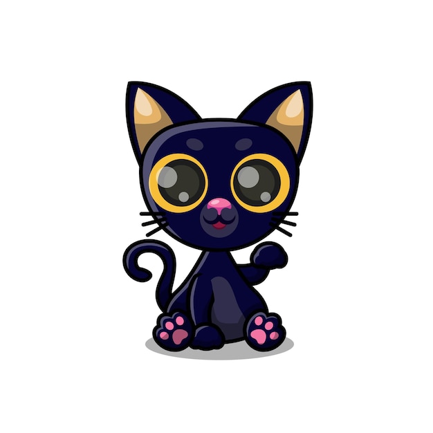 Gatinho Gato Preto Bonito Ícone Gatinho Personagem Desenhos Animados Kawaii  imagem vetorial de worldofvector© 386445438