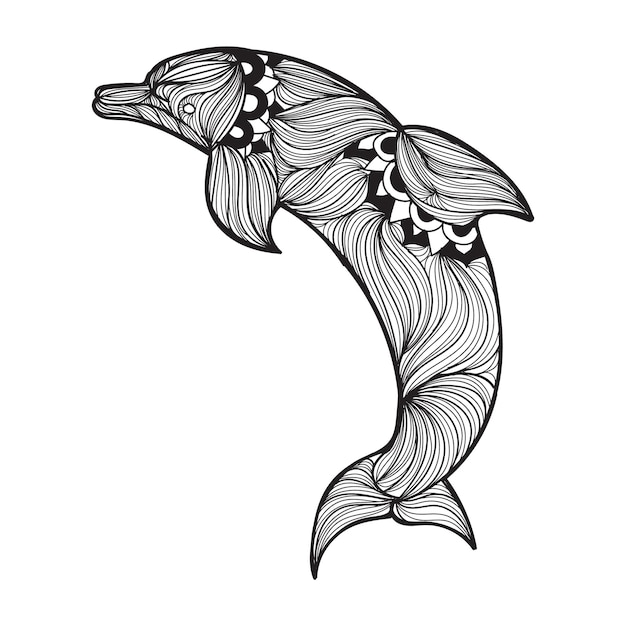 Vetor ilustração em vetor golfinho mandala