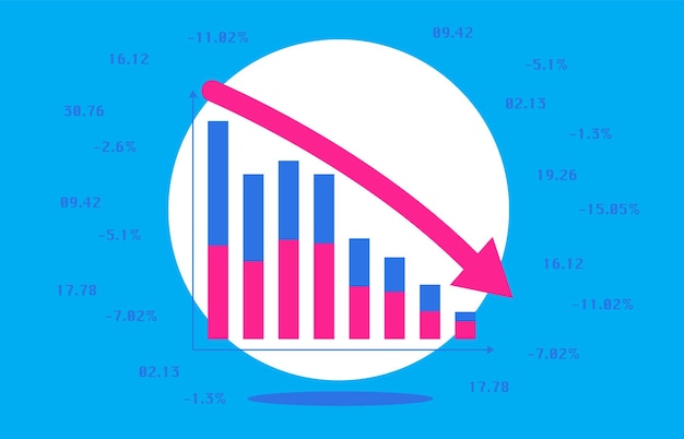 Ilustração em vetor gráfico de economia caindo