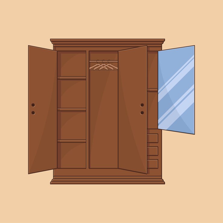 Vetor ilustração em vetor guarda-roupa de madeira de teca
